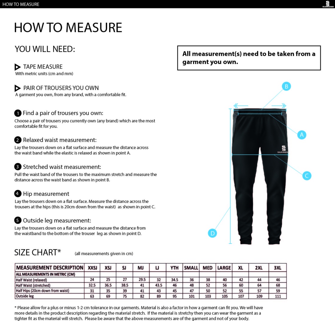 Feckenham FC - Dual Skinny Pant - Size Guide