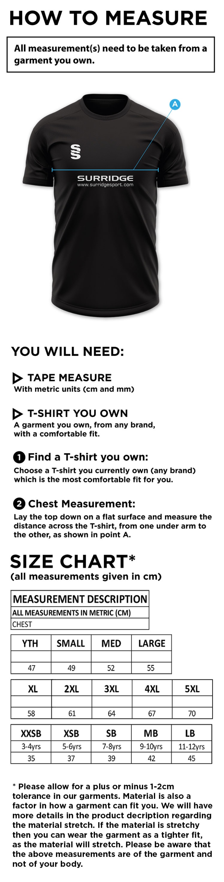 Feckenham FC - Dual Polo - Size Guide