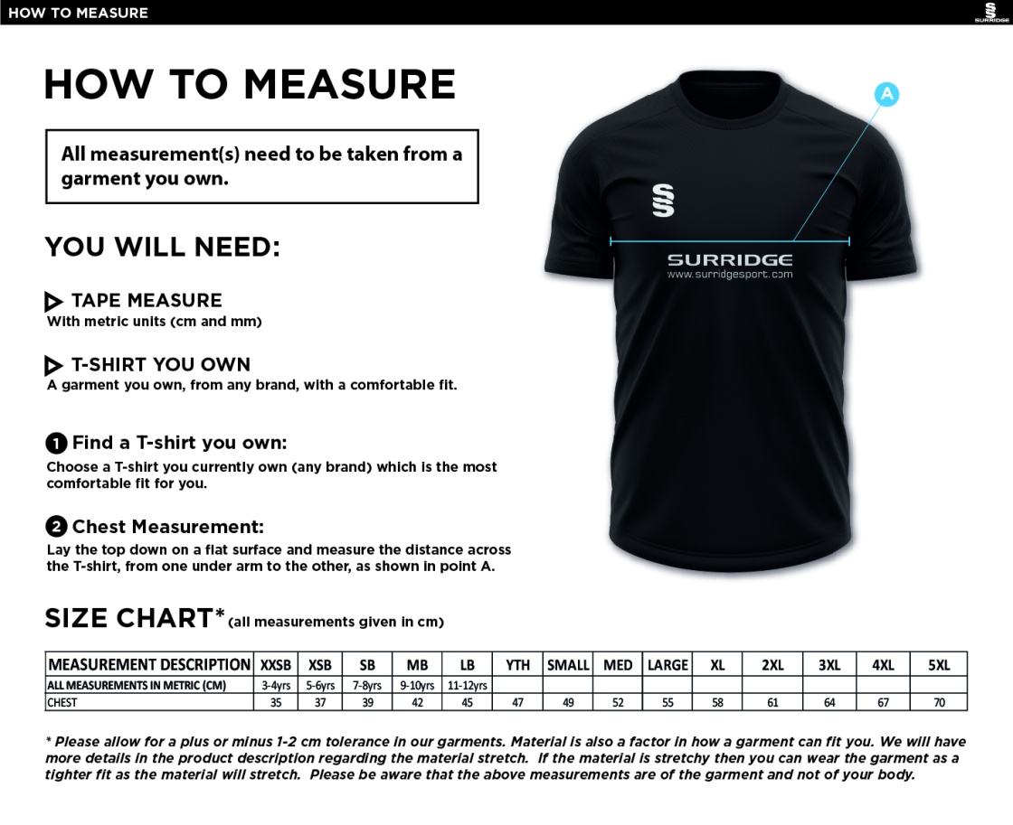 Feckenham FC - Dual Polo - Size Guide